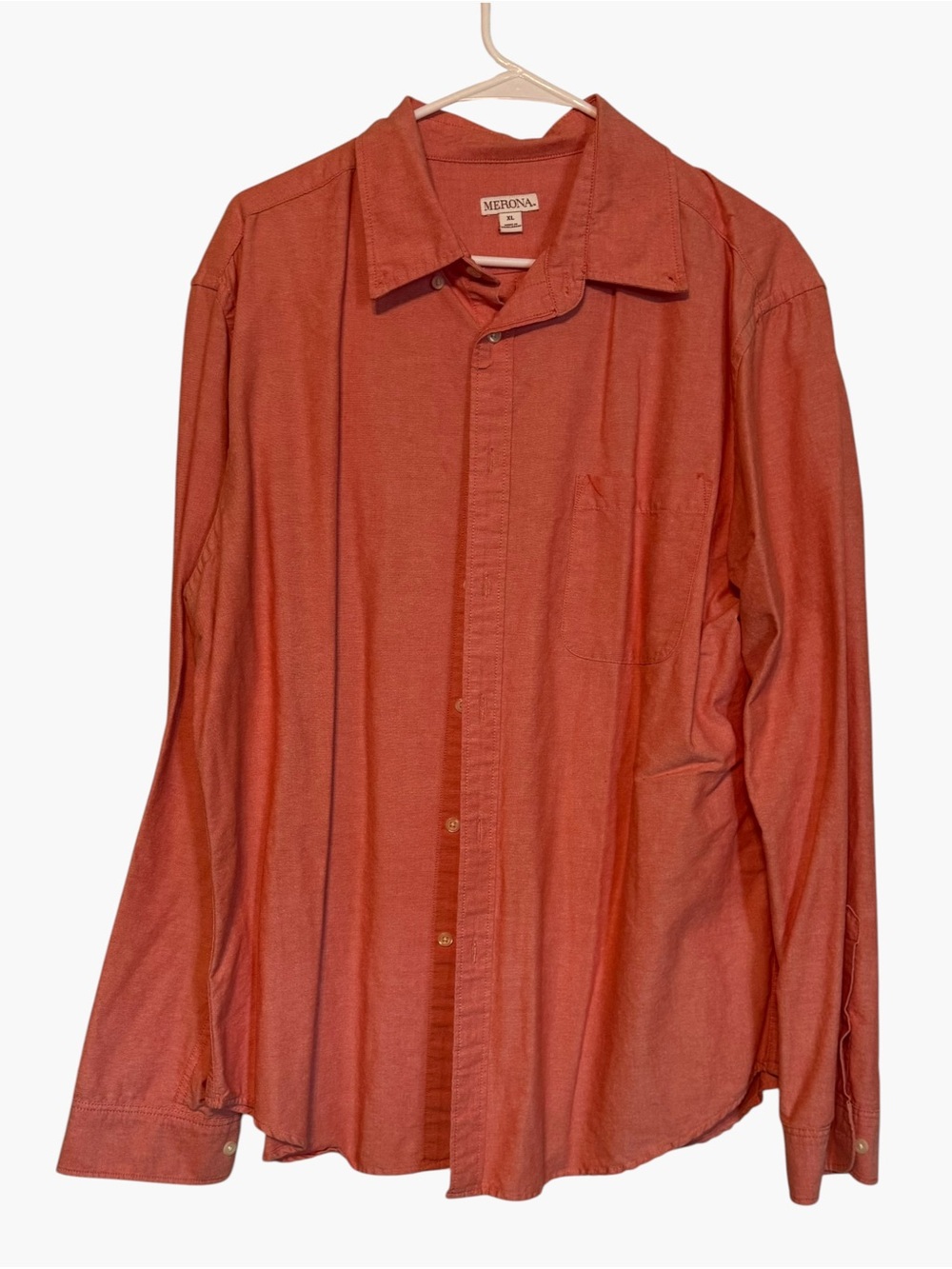 Merona Men’s XL Burnt Orange Long Sleeve Button Up Shirt Casual Classic